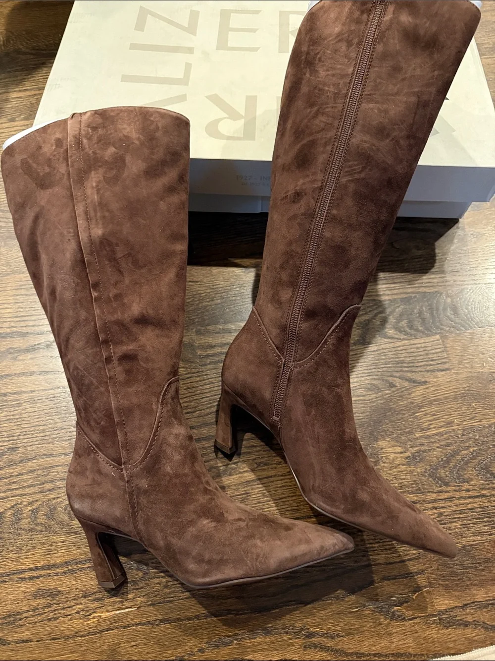 Naturalizer 7 Knee-High Brown Suede Pointed Toe Boots